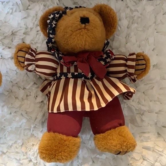 VTG Dan Dee Plush Girl & Boy Stuffed Bear Patriotic Red Whit Blue Star Spangle - Picture 3 of 7